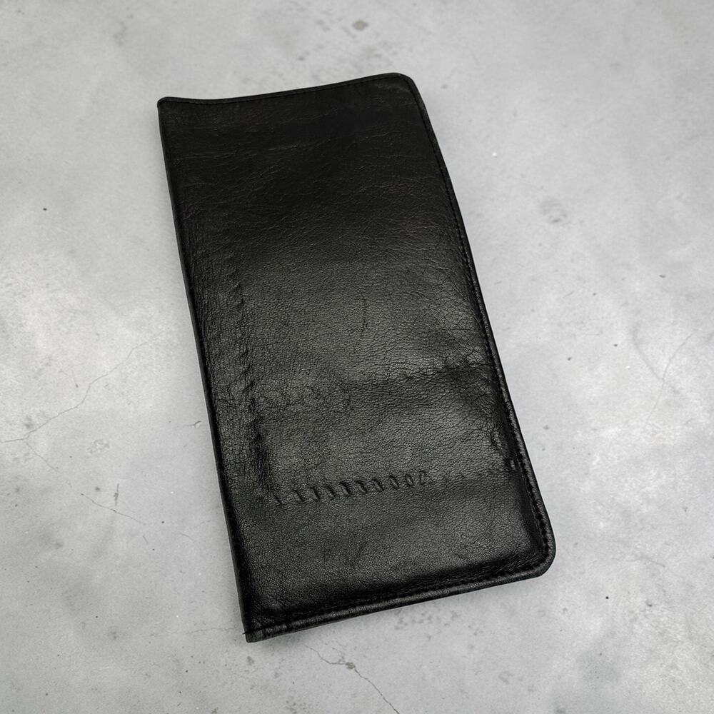 Winn International Lamb Leather Passport Travel Wallet Boarding Pass Black